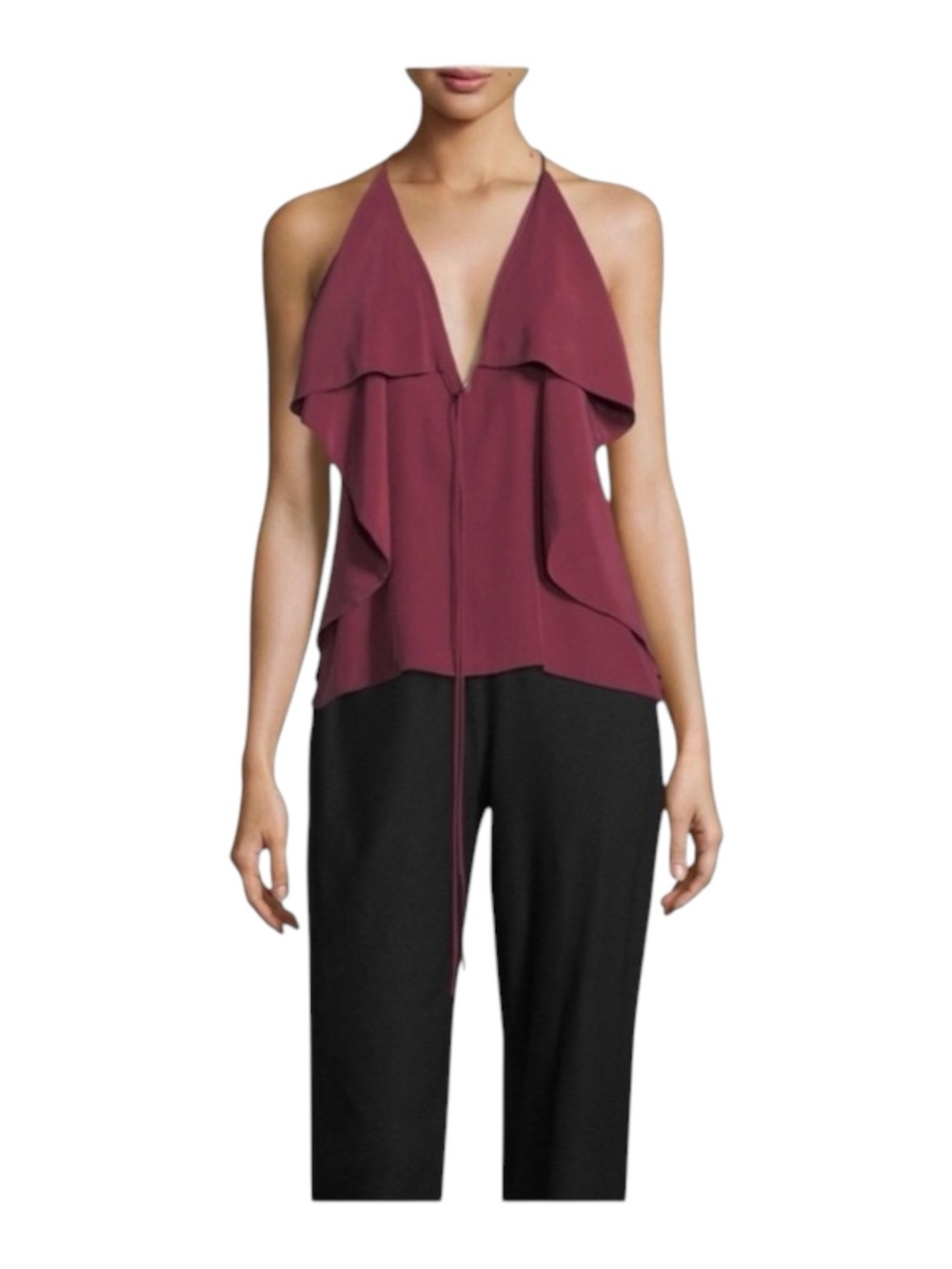 new Robert Rodriguez ★ Draped Overlay Strappy Silk Cami Cocktail Top ★ Wine 12 ★ - Picture 10 of 16